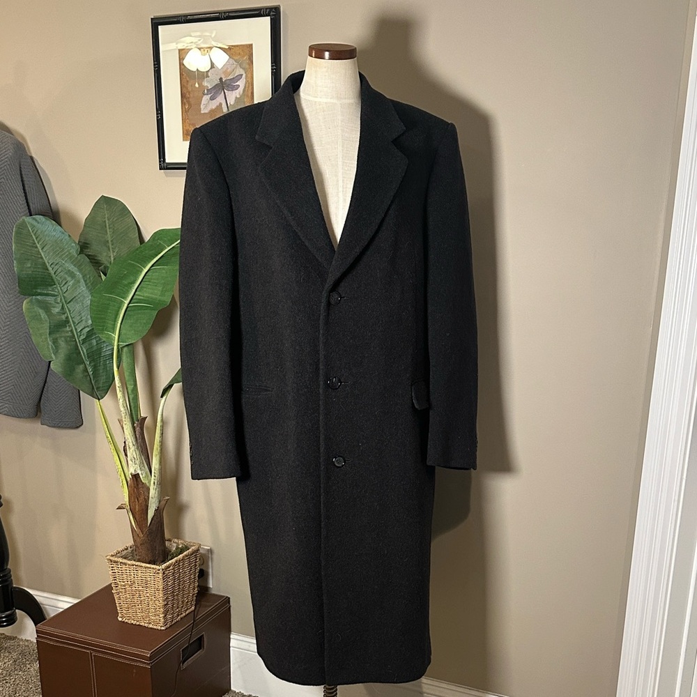 Sterling & Hunt Men's Black Wool & Cashmere Blend Overcoat